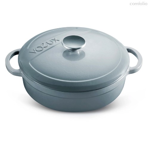Кастрюля с крышкой низкая Voeux Gracieuse d24 см, чугун, серая - Voeux