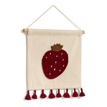 Amarantha Гобелен из 100% хлопка с красной клубникой и кисточками белого цвета 40 x 40 см - La Forma