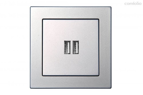 Розетки и выключатели: Устройство зарядное USB (A+A) 3,4А, алюминий, Classic - Kanlux