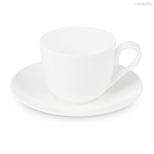 Чашка чайная с блюдцем Decor de table Плиссе 230 мл, фарфор костяной - Decor De Table