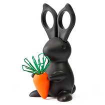 Ножницы+магнит со скрепками Bunny, черный - Qualy