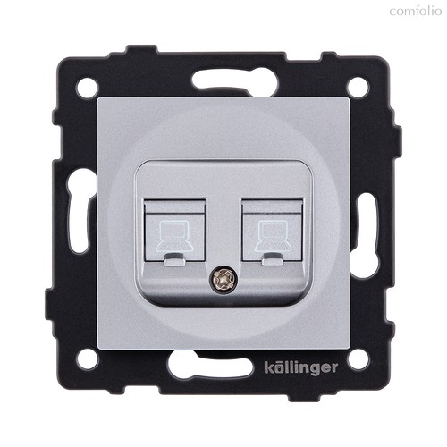Розетка двойная Ethernet RJ45 Cat.6, серый Kollinger REA-019GY для Aspekt, Eleganz, Reflex - Kollinger