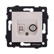 Розетка двойная спутниковая SAT + RJ45 Cat.6, кашемир матовый Kollinger REA-014CM для Aspekt, Eleganz, Reflex - Kollinger