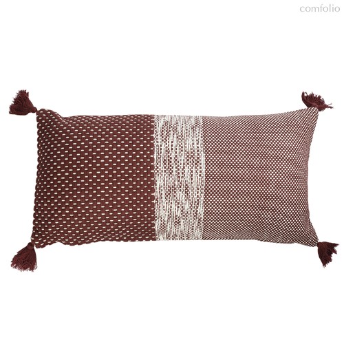 Подушка декоративная бордового цвета крупной вязки из коллекции Ethnic, 30х60 см - Tkano