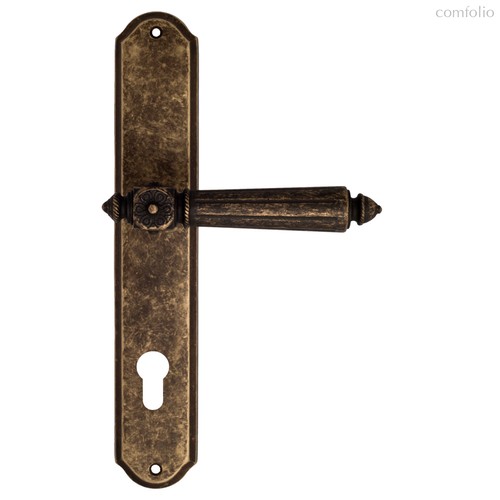 Дверная ручка Venezia Castello CYL на планке PL02 античная бронза - Venezia Collezione