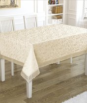 Скатерть "KARNA" KDK с гипюром прямоугольная 140х180 см, цвет кремовый - Bilge Tekstil