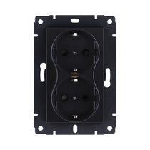 Розетка штепсельная SCHUKO двойная 16A/250 В, черный матовый Kollinger REA-032BM для Aspekt, Eleganz, Reflex - Kollinger