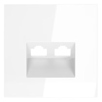 Накладка для розетки компьютерной двойной RJ45+RJ45 кат.6, S70 белый глянцевый - Voltum