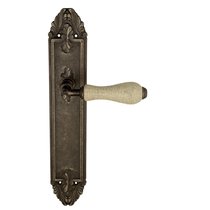 Дверная ручка Venezia Colosseo белая керамика паутинка на планке PL90 античное серебро - Venezia Collezione