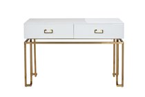 Консоль 2 ящика белая/золото 120x42x77см - Garda Decor