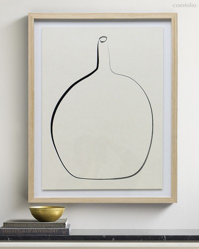 Постер Drawing Vase с дубовой рамой, цвет бежевый - Louvre Home