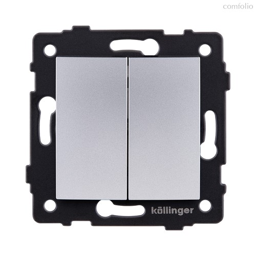 Выключатель кнопочный 2-клавишный 10А/250В, изогнутый, серый Kollinger REA-R-011GY для Aspekt, Eleganz, Reflex - Kollinger