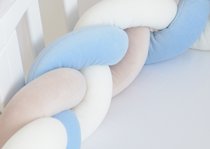 Бортик плетёный для кроватки KIDI soft (белый, бежевый, голубой) - Ellipse
