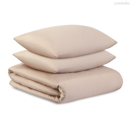 Комплект постельного белья из премиального сатина бежевого цвета из коллекции Essential, 150х200 см - Tkano