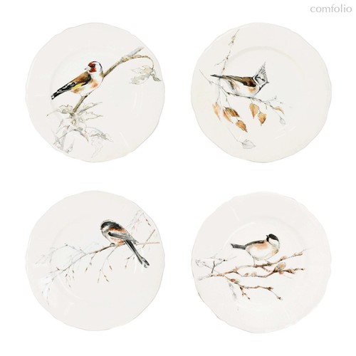Набор тарелок десертных Gien Лесные птицы 16,5 см, 4 шт, фаянс - Gien