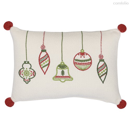 Подушка декоративная с вышивкой Christmas decorations из коллекции New Year Essential, 30х45 см - Tkano