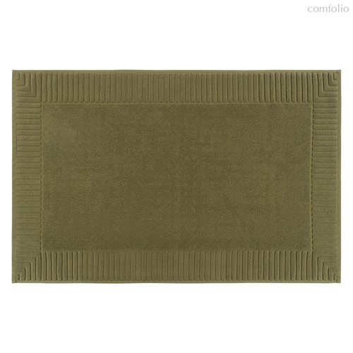 Коврик для ванной с фактурным бортиком оливкового цвета из коллекции Essential, 50х80 см - Tkano