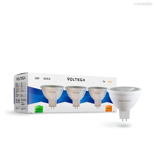 Светодиодная лампа MR16 7Вт 2800K GU5.3 38° Набор 3 шт - Voltega