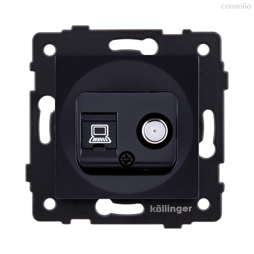 Розетка двойная спутниковая SAT + RJ45 Cat.6, черный Kollinger REA-014BK для Aspekt, Eleganz, Reflex - Kollinger