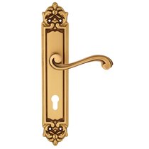 Дверная ручка Venezia Vivaldi CYL на планке PL96 французское золото + коричневый - Venezia Collezione