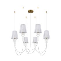 CASCATA, подвес, AC220В, 6хЕ14 40Вт макс., абажур из органзы белый, арматура латунь, стекло прозрачное, D160x170 мм, трос 1200 мм, прозрачный провод 2000 мм - Donolux