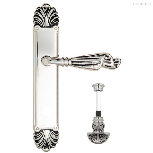 Дверная ручка Venezia Opera WC-4 на планке PL87 натуральное серебро + черный - Venezia Collezione