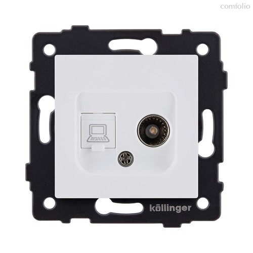 Розетка двойная TV (мама) + RJ45 Cat.6, белый матовый Kollinger REA-021WM для Aspekt, Eleganz, Reflex - Kollinger