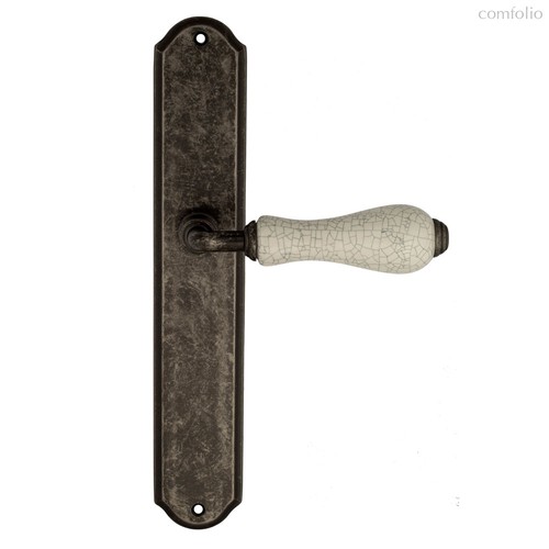 Дверная ручка Venezia Colosseo белая керамика паутинка на планке PL02 античное серебро - Venezia Collezione