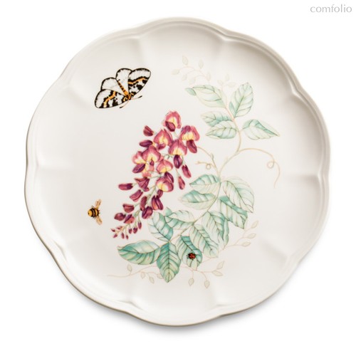 Тарелка акцентная Lenox "Бабочки на лугу" 23см, цвет сиреневый, 23 см - Lenox