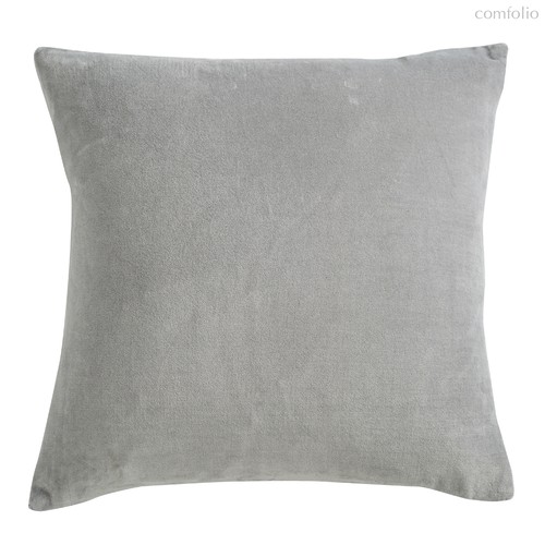 Подушка декоративная из хлопкового бархата серого цвета из коллекции Essential, 45х45 см - Tkano
