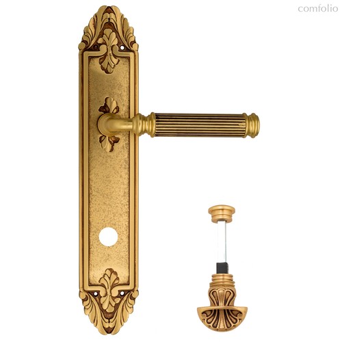 Дверная ручка Venezia Mosca WC-4 на планке PL90 французское золото + коричневый - Venezia Collezione