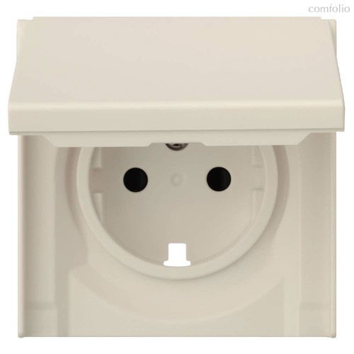 Лицевая панель для розетки 2к+з с крышкой 35634 MC, кремовый сатин - Rikett