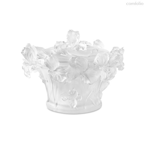 Конфетница Decor de Table Pate de Verre Cristal Ирисы 17 см, хрустальное тесто, белая, п/к - Decor De Table