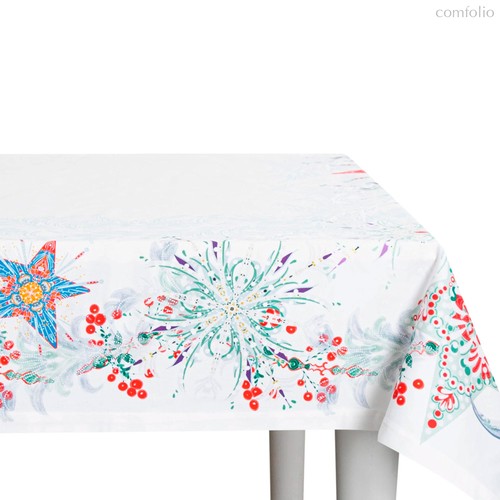 Скатерть прямоугольная Mix&Match Home Счастливая звезда 168х450 см, хлопок, белая с принтом - Mix&Match