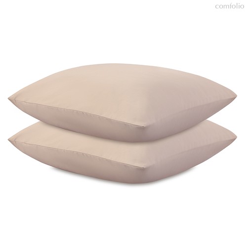 Набор наволочек из премиального сатина бежевого цвета из коллекции Essential, 70х70 см - Tkano