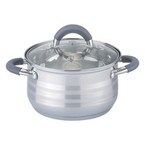 Кастрюля Agness Со Стек л Крышкой Силикон. Ручки 3,7 л 20x12,5 см, Нерж.Сталь, Индукцион. Дно
