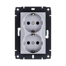 Розетка штепсельная SCHUKO двойная 16A/250 В, серый Kollinger REA-032GY для Aspekt, Eleganz, Reflex - Kollinger