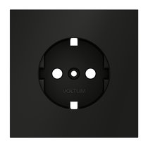Накладка для розетки с заземлением, S70 черный матовый - Voltum