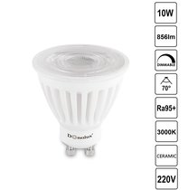 LED лампа CERAMIC 10W, 3000K, 856Лм, Ra95, 70°, GU10, MR16, DIM TRIACK, D50xH53мм, белый, 175-265В, Серия: DL18295 - Donolux