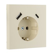 Розетки и выключатели: Розетка с з/к 16А 250В, с устройством зарядным USB (A+C) 3,4А, слоновая кость матированная, Superior - Kanlux