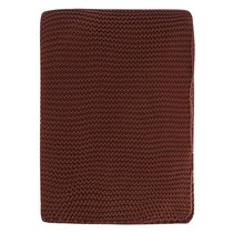 Плед из хлопка жемчужной вязки коричневого цвета из коллекции Essential, 130х180 см - Tkano
