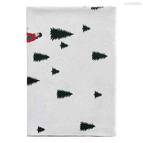 Плед вязаный с новогодним рисунком Лыжники из коллекции New Year Essential,130х180 см - Tkano