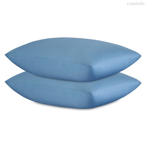 Набор наволочек из премиального сатина джинсово-синего цвета из коллекции Essential, 50х70 см - Tkano