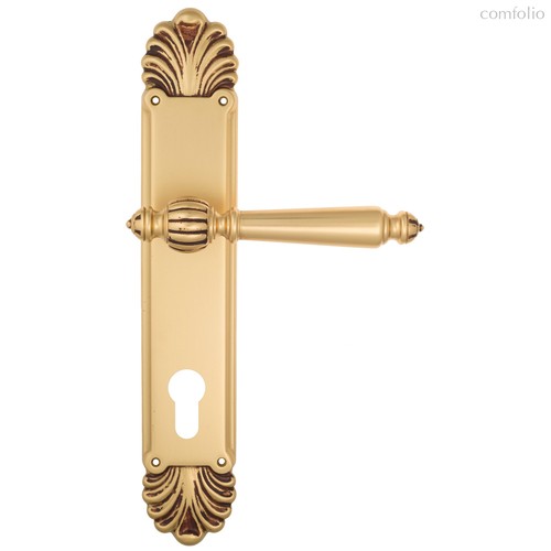 Дверная ручка Venezia Pellestrina CYL на планке PL87 французское золото + коричневый - Venezia Collezione