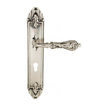 Дверная ручка Venezia Monte Cristo CYL на планке PL90 натуральное серебро + черный - Venezia Collezione