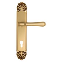 Дверная ручка Venezia Callisto CYL на планке PL87 французское золото + коричневый - Venezia Collezione