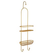 Полка двухъярусная в душевую, цвет латунь, цвет Состаренная латунь