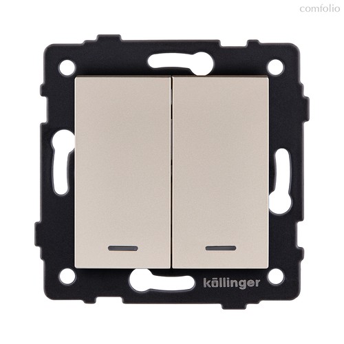 Выключатель 2-клавишный 10А/250В с LED подсветкой, золотой Kollinger REA-S-008GD для Aspekt, Eleganz, Reflex - Kollinger