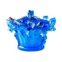 Конфетница Decor de Table Pate de Verre Cristal Ирисы 17 см, хрустальное тесто, кобальтово-синяя - Decor De Table