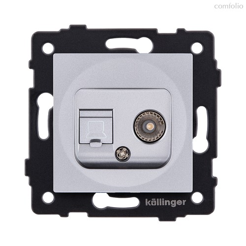 Розетка двойная TV (мама) + RJ45 Cat.6, серый Kollinger REA-021GY для Aspekt, Eleganz, Reflex - Kollinger
